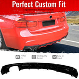 2012-2018 BMW 3 Series F30 F31 M Sport Rear Bumper Diffuser Lip Single Side Dual Exhaust Gloss Black PP