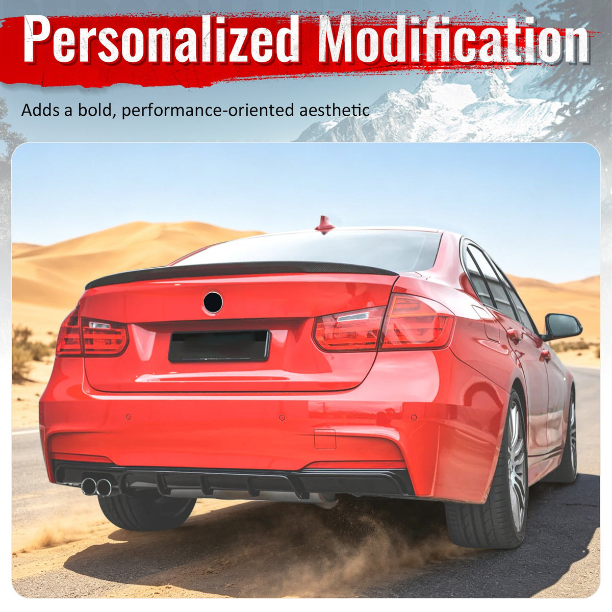 2012-2018 BMW 3 Series F30 F31 M Sport Rear Bumper Diffuser Lip Single Side Dual Exhaust Gloss Black PP