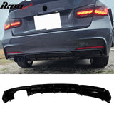 2012-2018 BMW 3 Series F30 F31 M Sport Rear Bumper Diffuser Lip Single Side Dual Exhaust Gloss Black PP