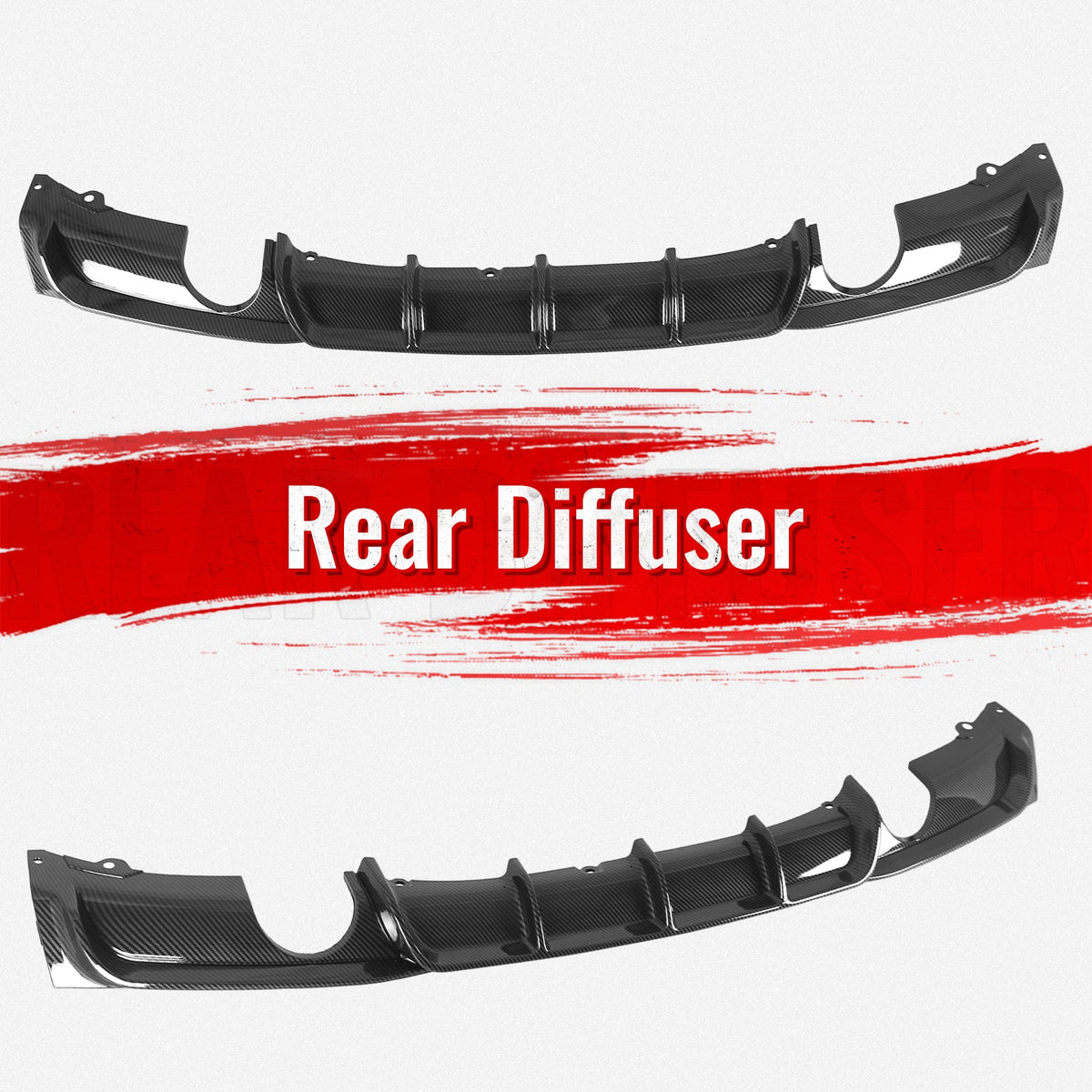 2012-2018 BMW 3 Series F30 F31 M Sport Rear Bumper Diffuser Lip Dual Side Single Exhaust Carbon Fiber Print PP