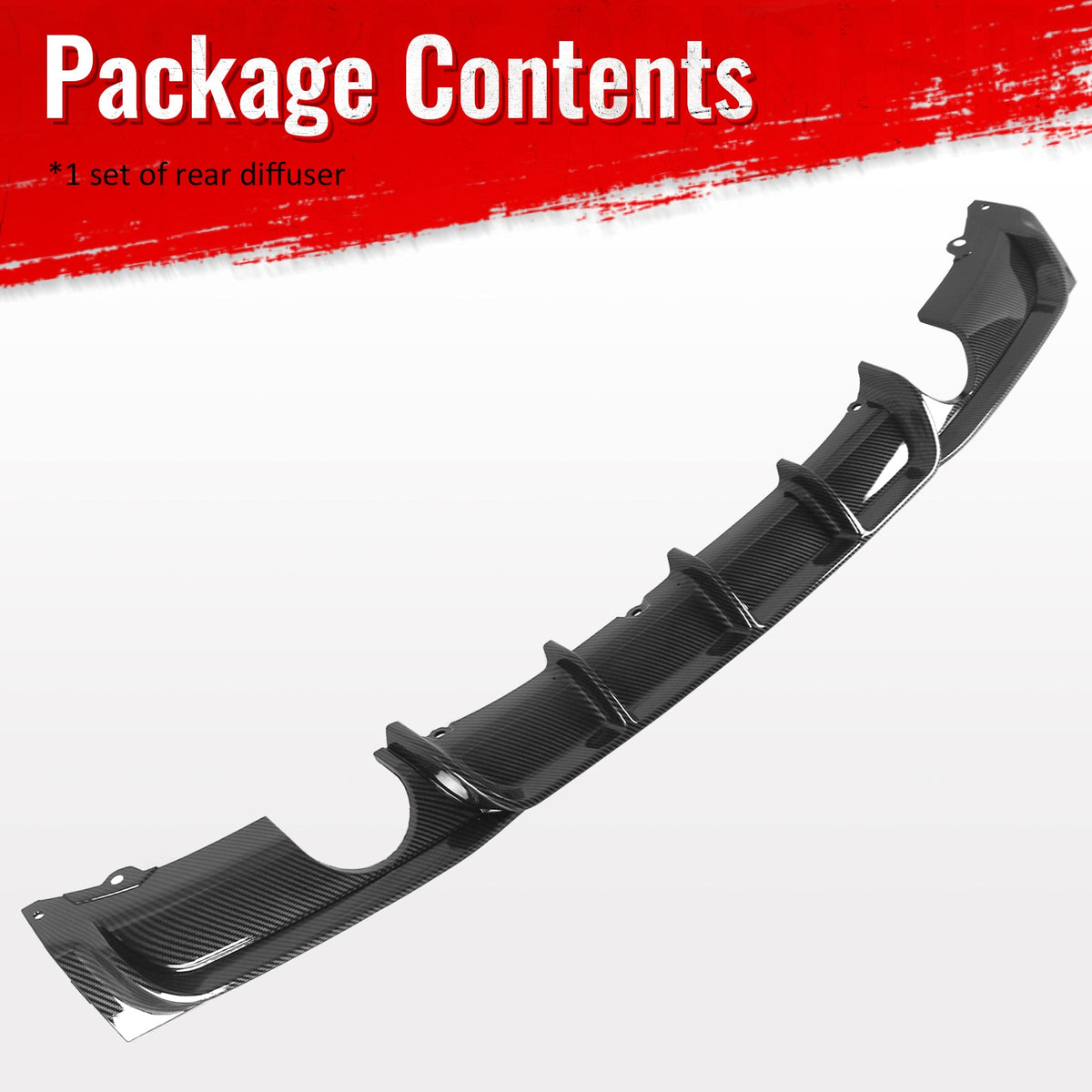 2012-2018 BMW 3 Series F30 F31 M Sport Rear Bumper Diffuser Lip Dual Side Single Exhaust Carbon Fiber Print PP