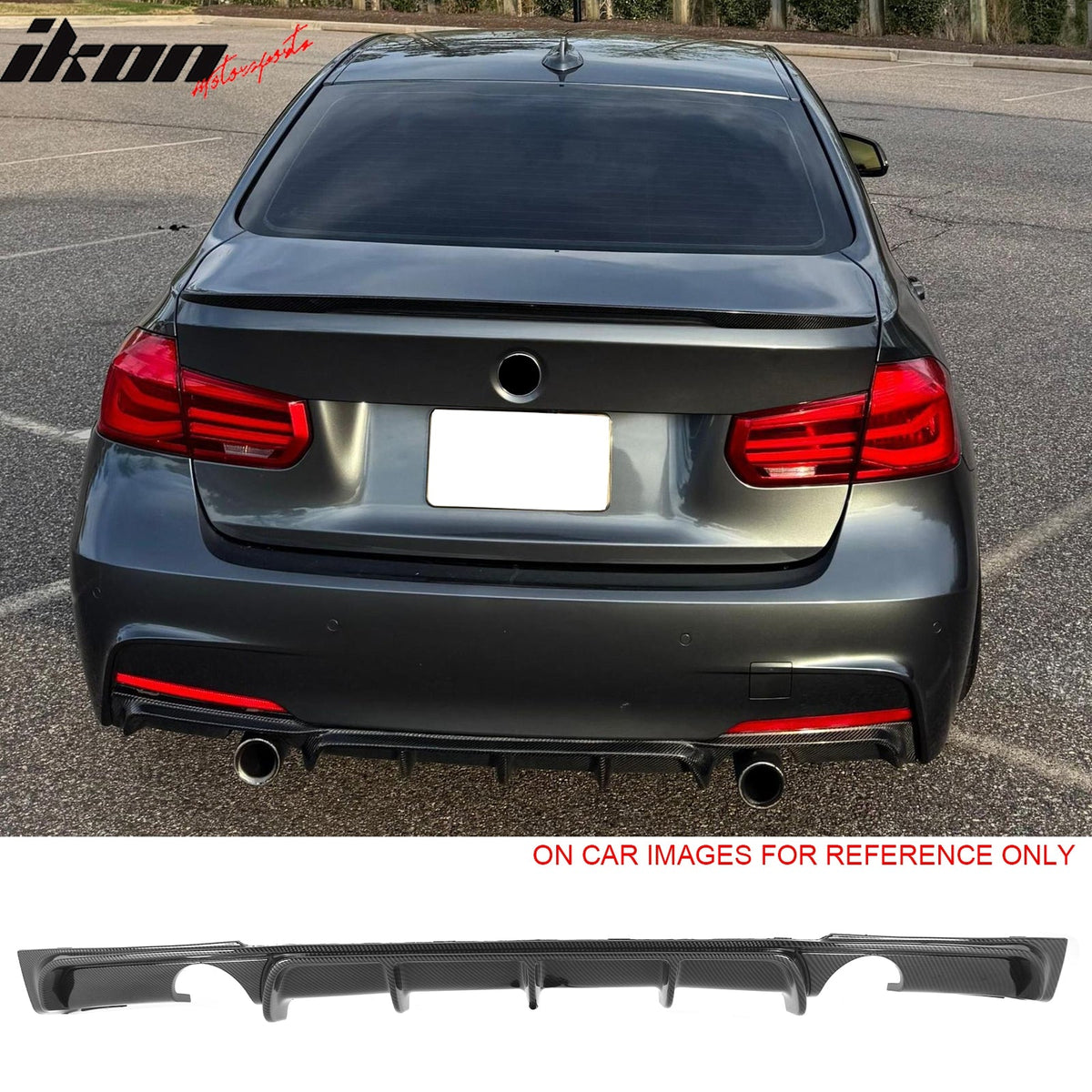 2012-2018 BMW 3 Series F30 F31 M Sport Rear Bumper Diffuser Lip Dual Side Single Exhaust Carbon Fiber Print PP