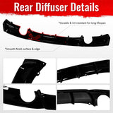 2012-2018 BMW 3 Series F30 F31 M Sport Rear Bumper Diffuser Lip Dual Side Single Exhaust Gloss Black PP