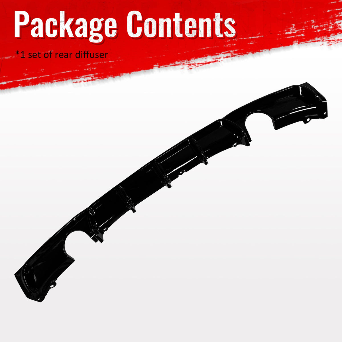 2012-2018 BMW 3 Series F30 F31 M Sport Rear Bumper Diffuser Lip Dual Side Single Exhaust Gloss Black PP