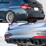2012-2018 BMW 3 Series F30 F31 M Sport Rear Bumper Diffuser Lip Dual Side Single Exhaust Gloss Black PP