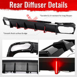 2019-2026 BMW X5 G05 M Sport Rear Diffuser Lip W/ LED Brake Light Gloss Black PP