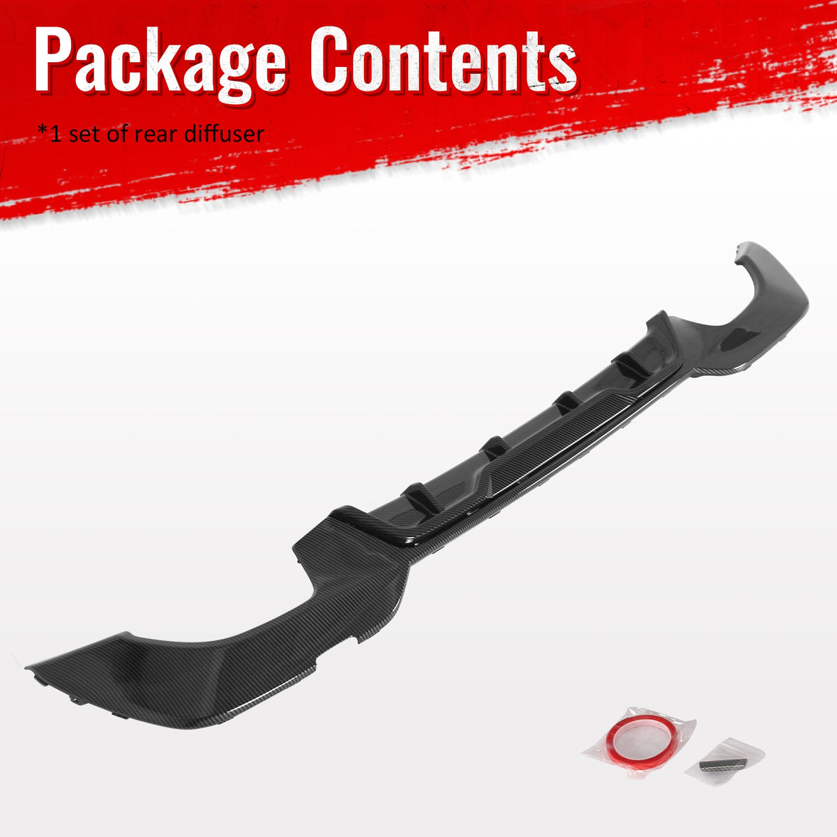 2019-2022 BMW Pre LCI G20 3 Series Rear Bumper Diffuser Lip M340 Style Square Tips Carbon Fiber Print