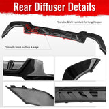 2019-2022 BMW Pre LCI G20 3 Series Rear Bumper Diffuser Lip M340 Style Square Tips Gloss Black