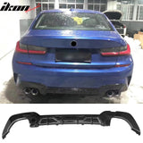 2019-2022 BMW Pre LCI G20 3 Series Rear Bumper Diffuser Lip M340 Style Square Tips Gloss Black