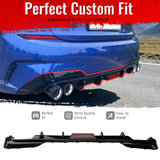 2019-2022 BMW Pre LCI G20 3 Series M340 Style Gloss Black Rear Bumper Diffuser w/ LED Light