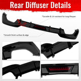 2019-2022 BMW Pre LCI G20 3 Series M340 Style Gloss Black Rear Bumper Diffuser w/ LED Light