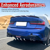 2019-2022 BMW Pre LCI G20 3 Series M340 Style Gloss Black Rear Bumper Diffuser w/ LED Light