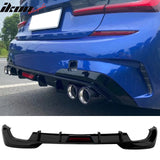 2019-2022 BMW Pre LCI G20 3 Series M340 Style Gloss Black Rear Bumper Diffuser w/ LED Light