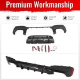 2017-2023 BMW 5 Series G30 M Sport IKON Style Gloss Black Rear Diffuser Carbon Fiber Print Fin w/ LED Lights