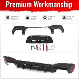 2017-2023 BMW 5 Series G30 M Sport IKON Style Gloss Black PP Rear Bumper Diffuser w/ LED Lights