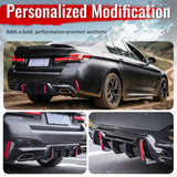 2017-2023 BMW 5 Series G30 M Sport IKON Style Gloss Black PP Rear Bumper Diffuser w/ LED Lights