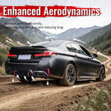 2017-2023 BMW 5 Series G30 M Sport IKON Style Gloss Black PP Rear Bumper Diffuser w/ LED Lights