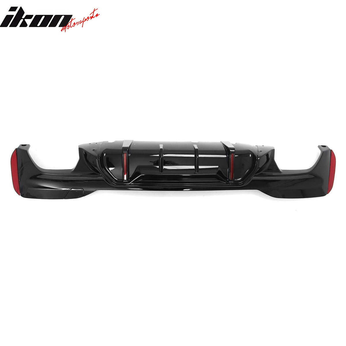 2017-2023 BMW 5 Series G30 M Sport IKON Style Gloss Black PP Rear Bumper Diffuser w/ LED Lights