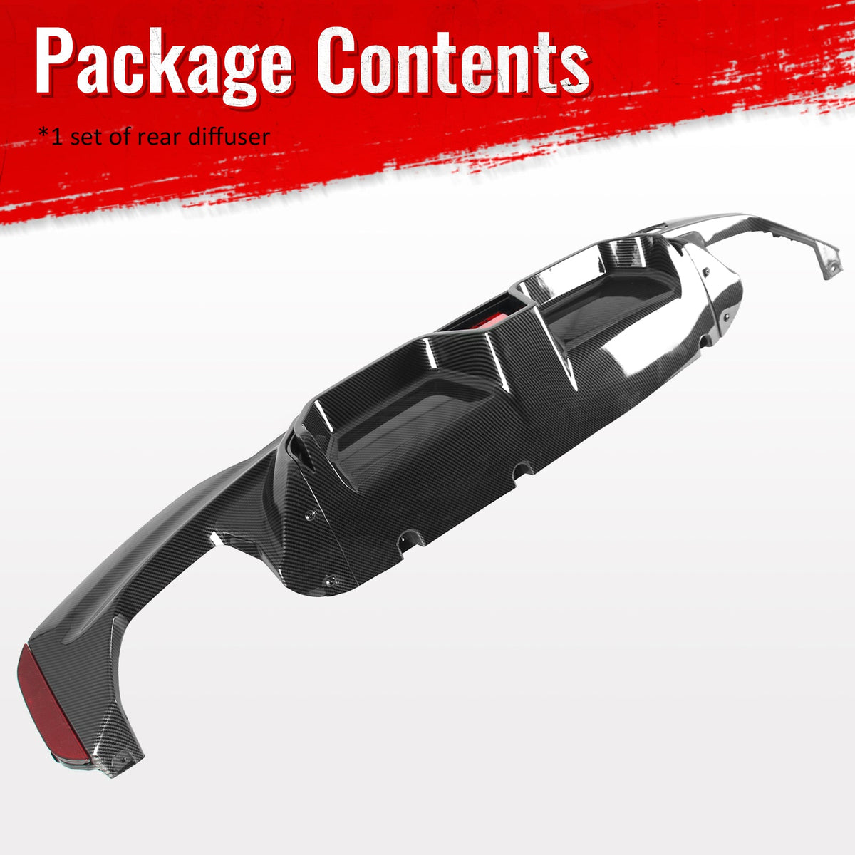 2017-2023 BMW G30 G31 G38 5 Series F90 M5 CS Style Rear Bumper Diffuser w/ LED Light Carbon Fiber Print PP