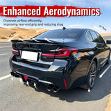 2017-2023 BMW G30 G31 G38 5 Series F90 M5 CS Style Rear Bumper Diffuser w/ LED Light Carbon Fiber Print PP