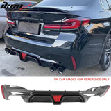 2017-2023 BMW G30 G31 G38 5 Series F90 M5 CS Style Rear Bumper Diffuser w/ LED Light Carbon Fiber Print PP