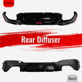 2017-2023 BMW G30 G31 G38 5 Series F90 M5 CS Style Rear Bumper Diffuser w/ LED Light Gloss Black PP