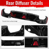 2017-2023 BMW G30 G31 G38 5 Series F90 M5 CS Style Rear Bumper Diffuser w/ LED Light Gloss Black PP