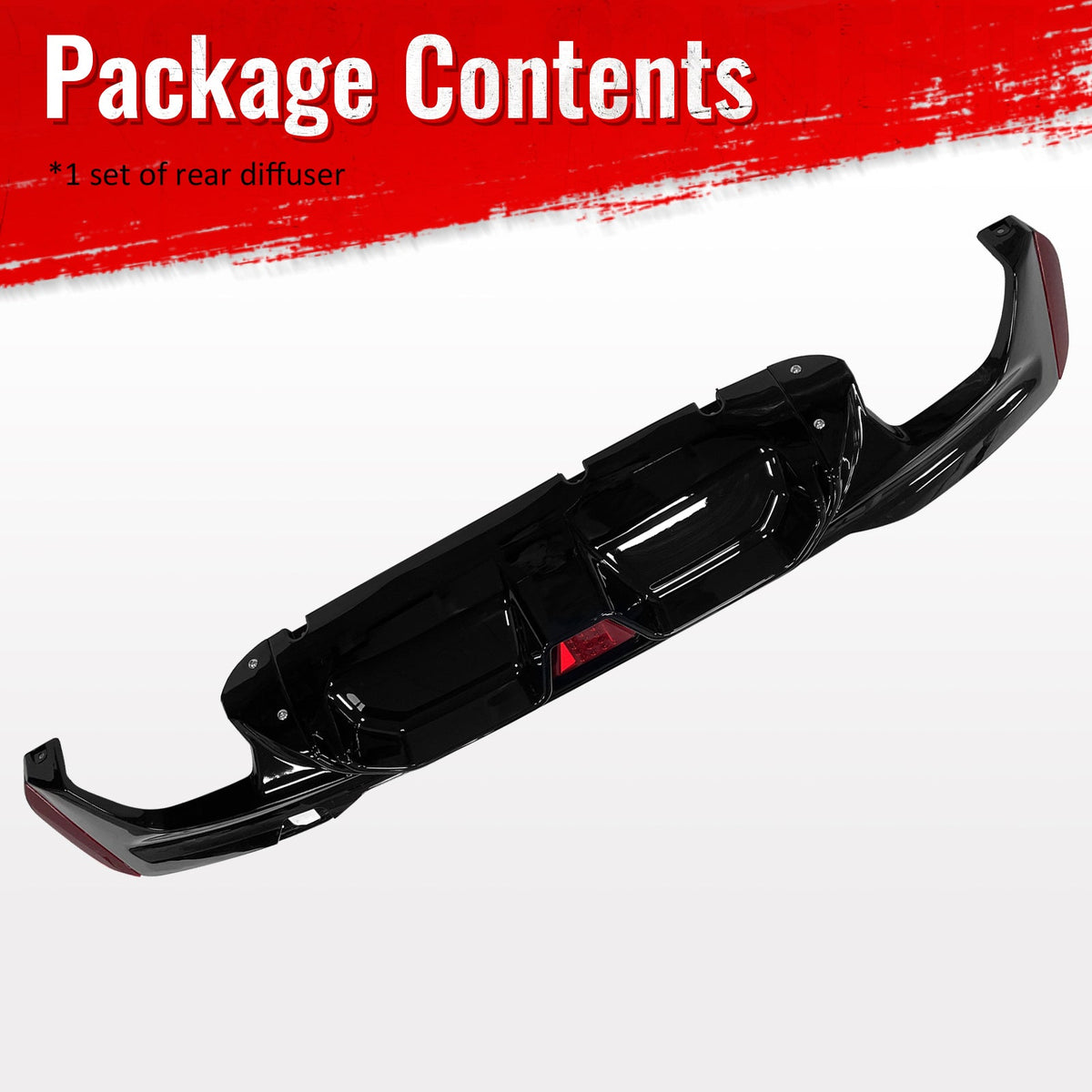 2017-2023 BMW G30 G31 G38 5 Series F90 M5 CS Style Rear Bumper Diffuser w/ LED Light Gloss Black PP