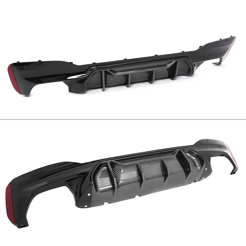 2017-2023 BMW G30 Rear Diffuser M5 MP Style Gloss Black& CF Print Fin