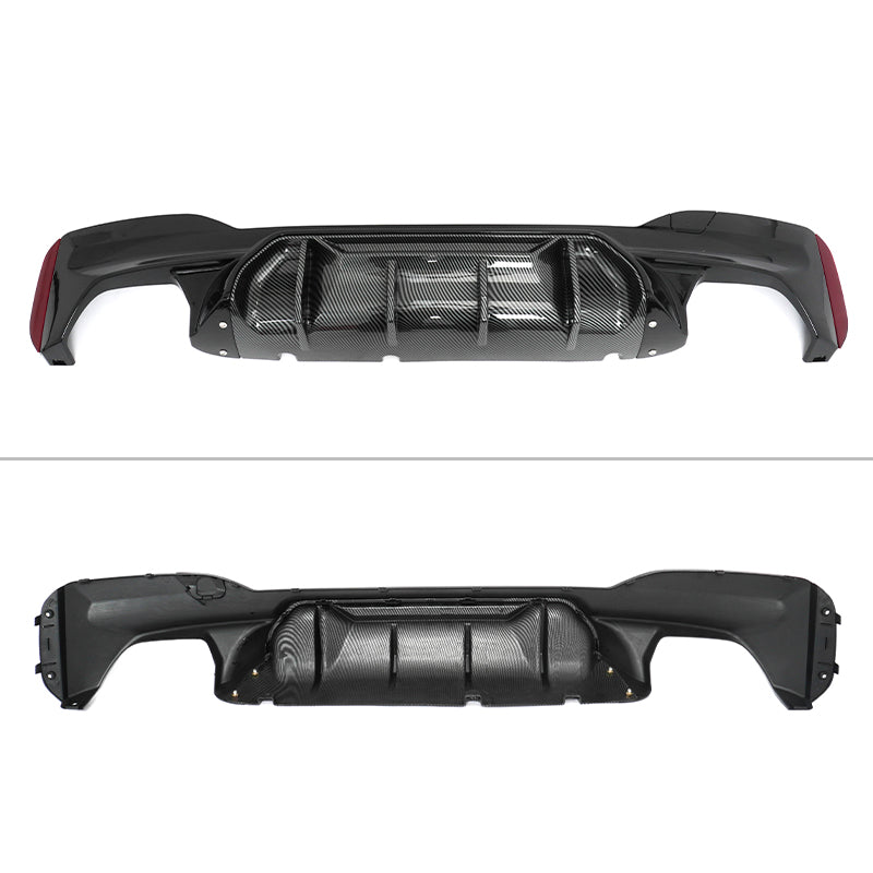 2017-2023 BMW G30 Rear Diffuser M5 MP Style Gloss Black& CF Print Fin