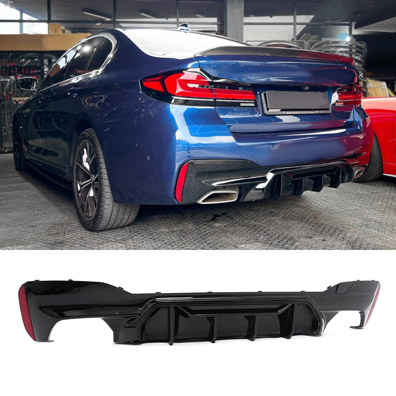 2017-2023 BMW G30 5 Series Gloss Black PP Rear Diffuser M5 MP Style