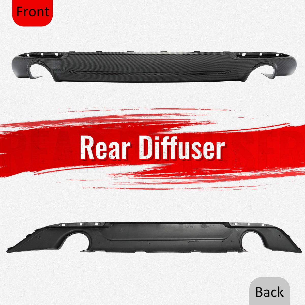 2015-2023 Chrysler 300 C Style Rear Diffuser Bumper W/ Round Tip Carbon Fiber Print PP