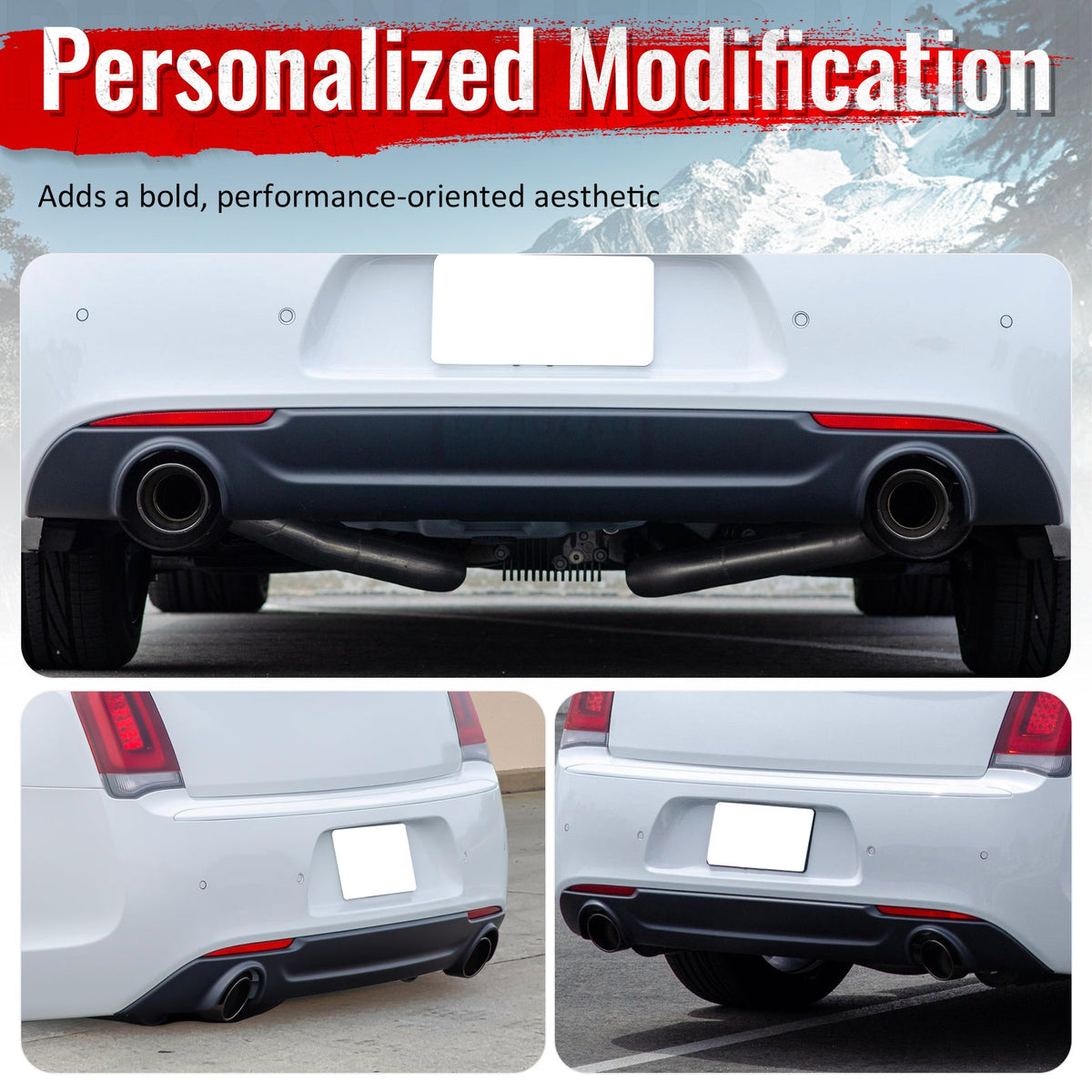 2015-2023 Chrysler 300 C Style Rear Diffuser Bumper W/ Round Tip Carbon Fiber Print PP