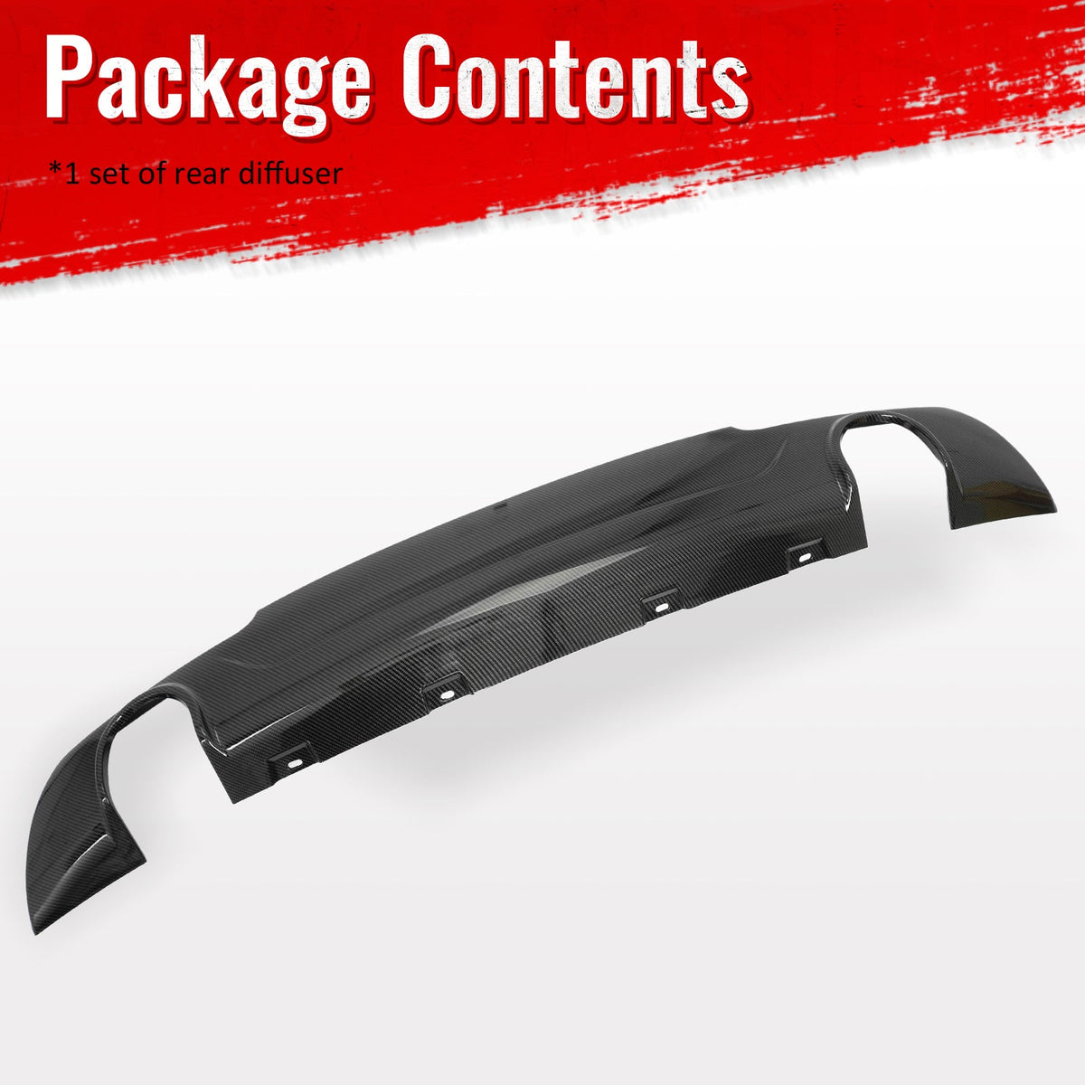 2015-2023 Chrysler 300 C Style Rear Diffuser Bumper W/ Round Tip Carbon Fiber Print PP