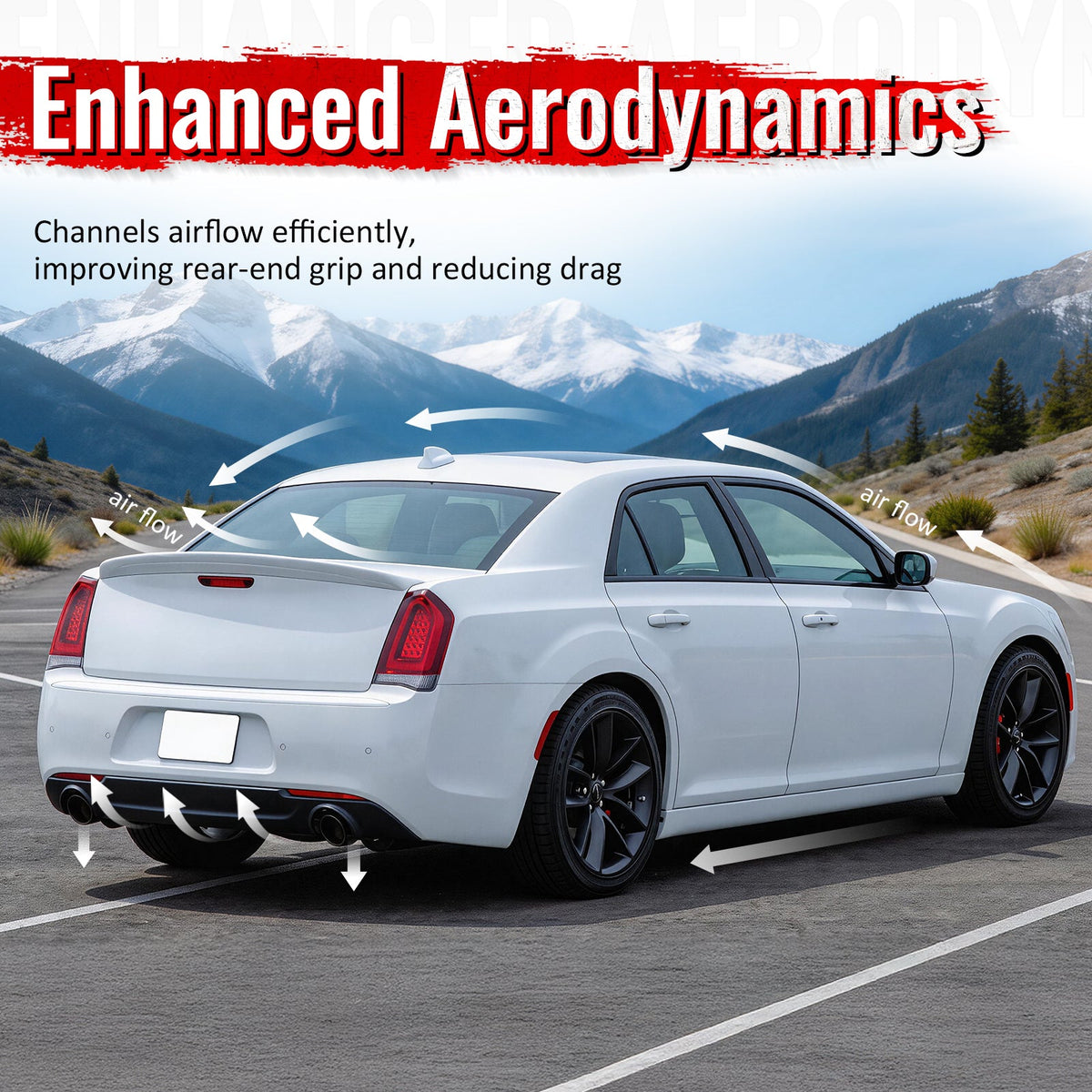 2015-2023 Chrysler 300 C Style Rear Diffuser Bumper W/ Round Tip Carbon Fiber Print PP