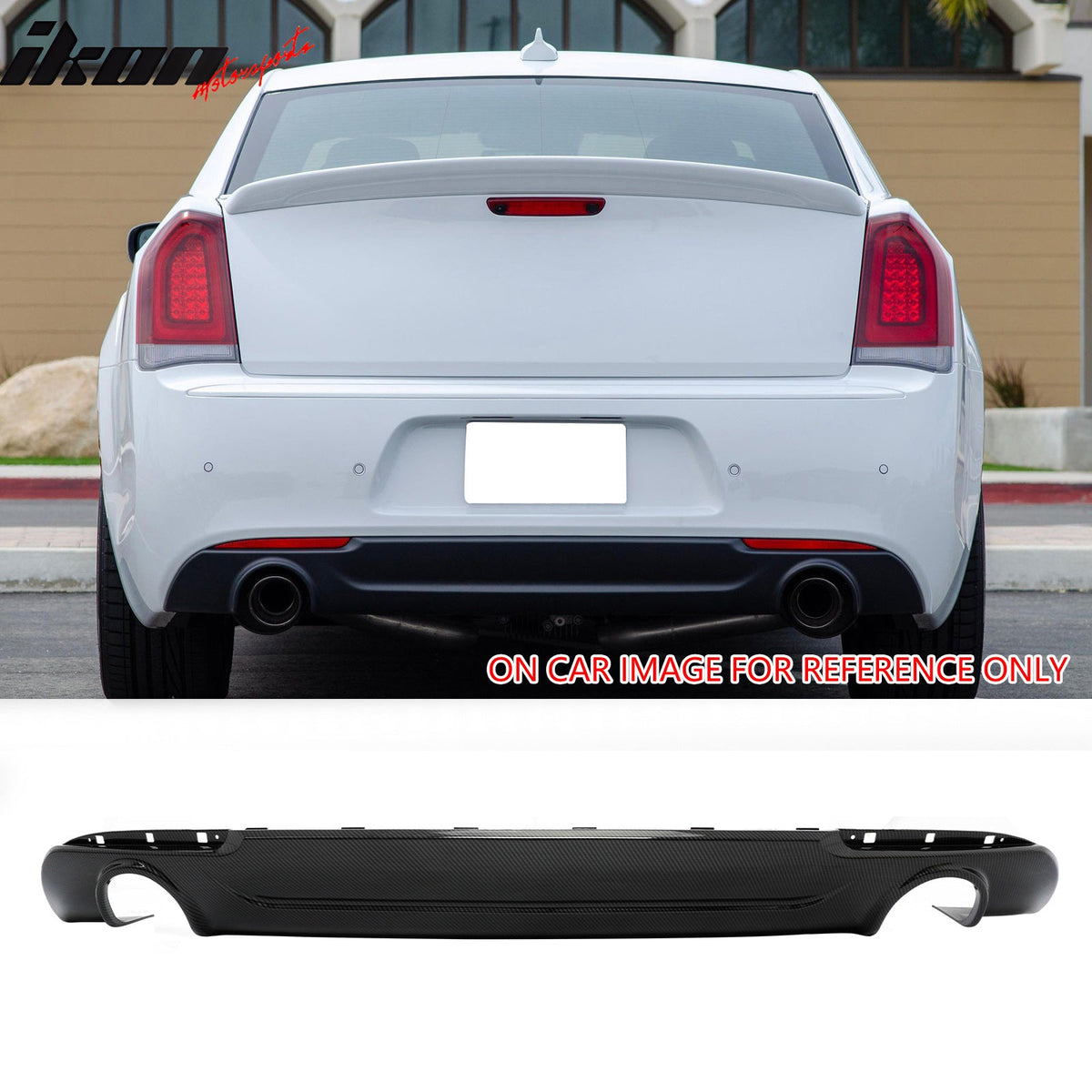 2015-2023 Chrysler 300 C Style Rear Diffuser Bumper W/ Round Tip Carbon Fiber Print PP