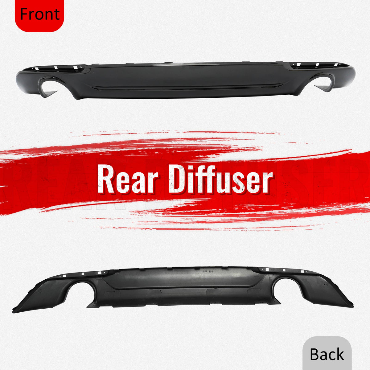2015-2023 Chrysler 300 C Style Rear Diffuser Bumper W/ Round Tip Gloss Black PP