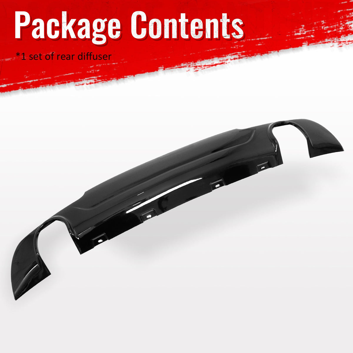 2015-2023 Chrysler 300 C Style Rear Diffuser Bumper W/ Round Tip Gloss Black PP