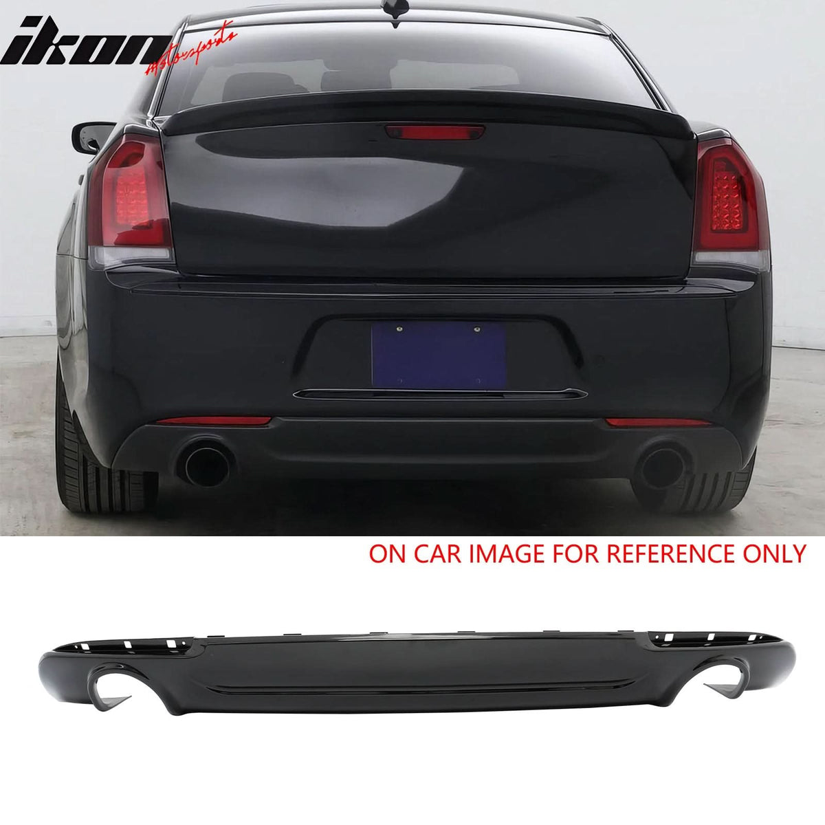 2015-2023 Chrysler 300 C Style Rear Diffuser Bumper W/ Round Tip Gloss Black PP