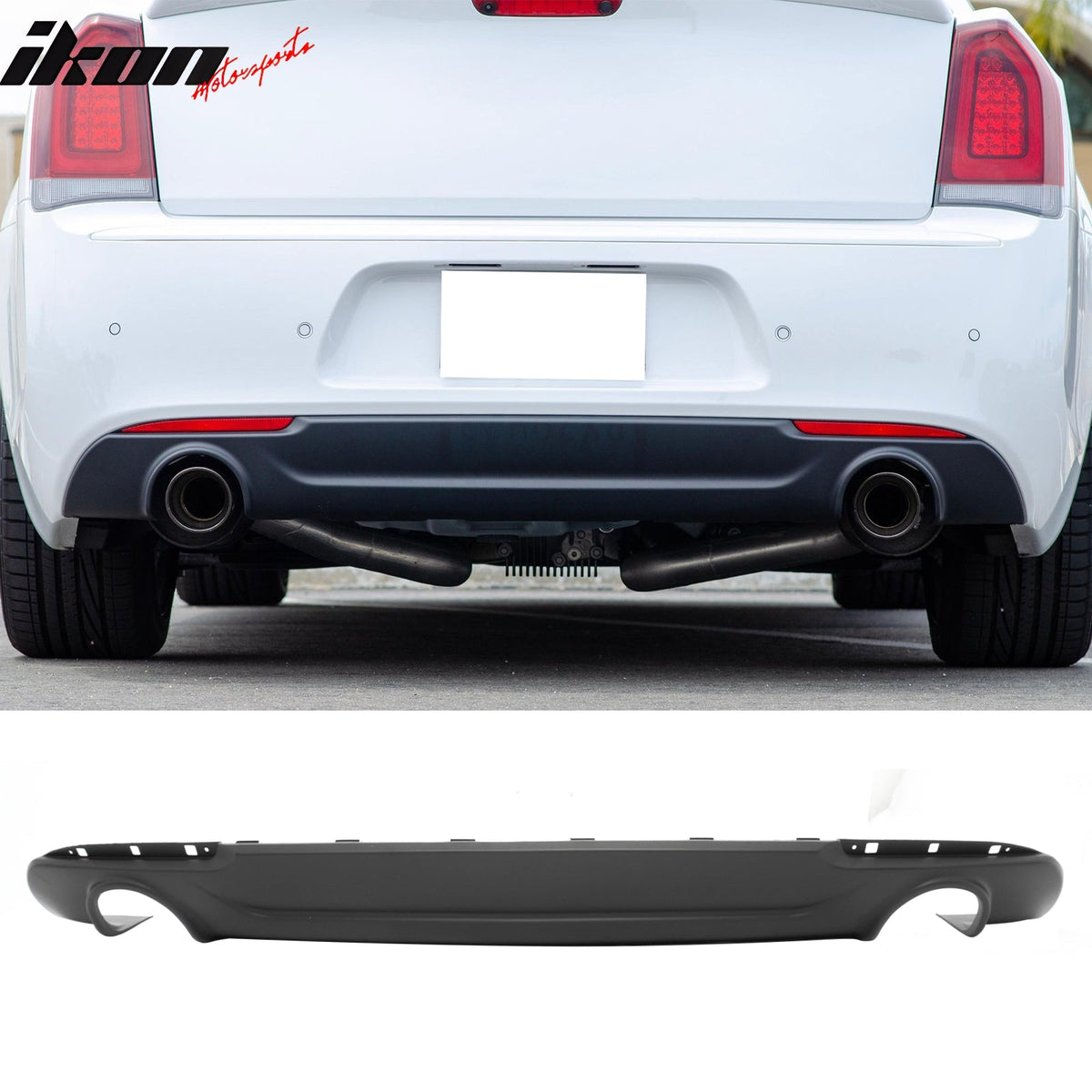 2015-2023 Chrysler 300 C Style Rear Diffuser Bumper W/ Round Tip Matte Black PP