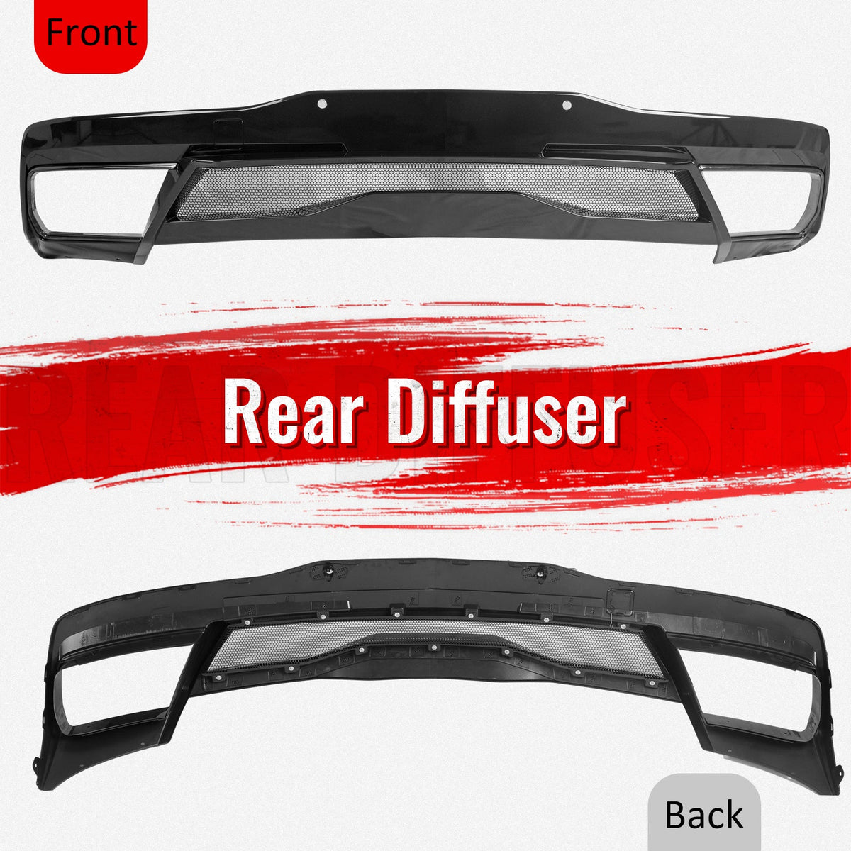 Rear Diffuser Lip for Chevy Corvette C8 Stingray & Z51 2020-2026 Pearl Black PP