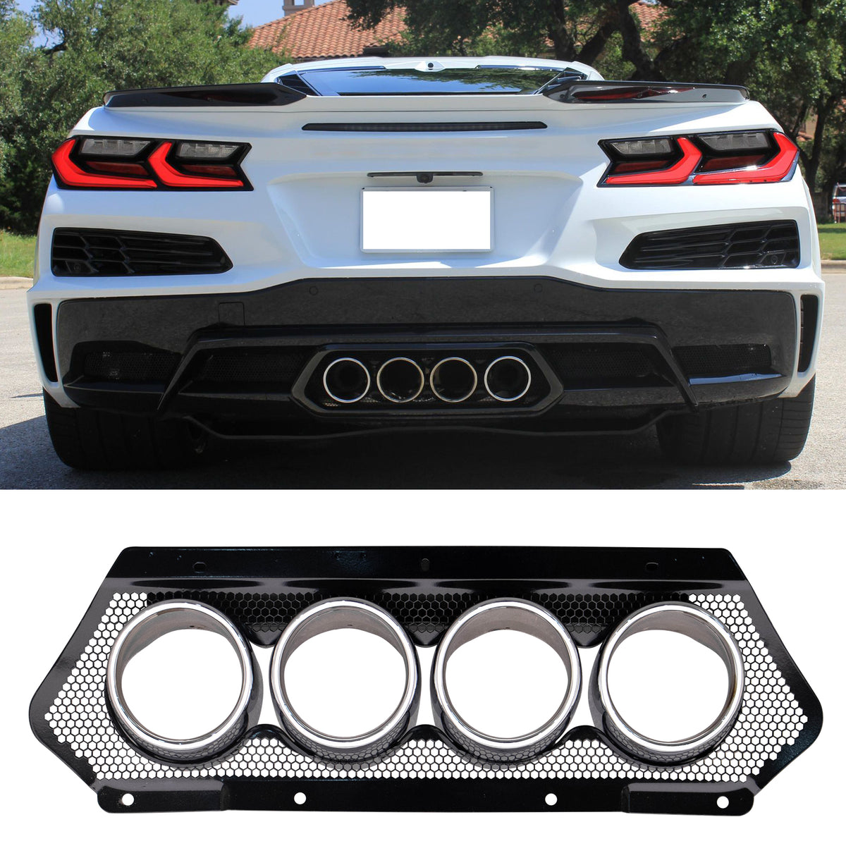 2023-2026 Chevy Corvette C8 OE Style Silver Exhaust Tips Grilles Iron