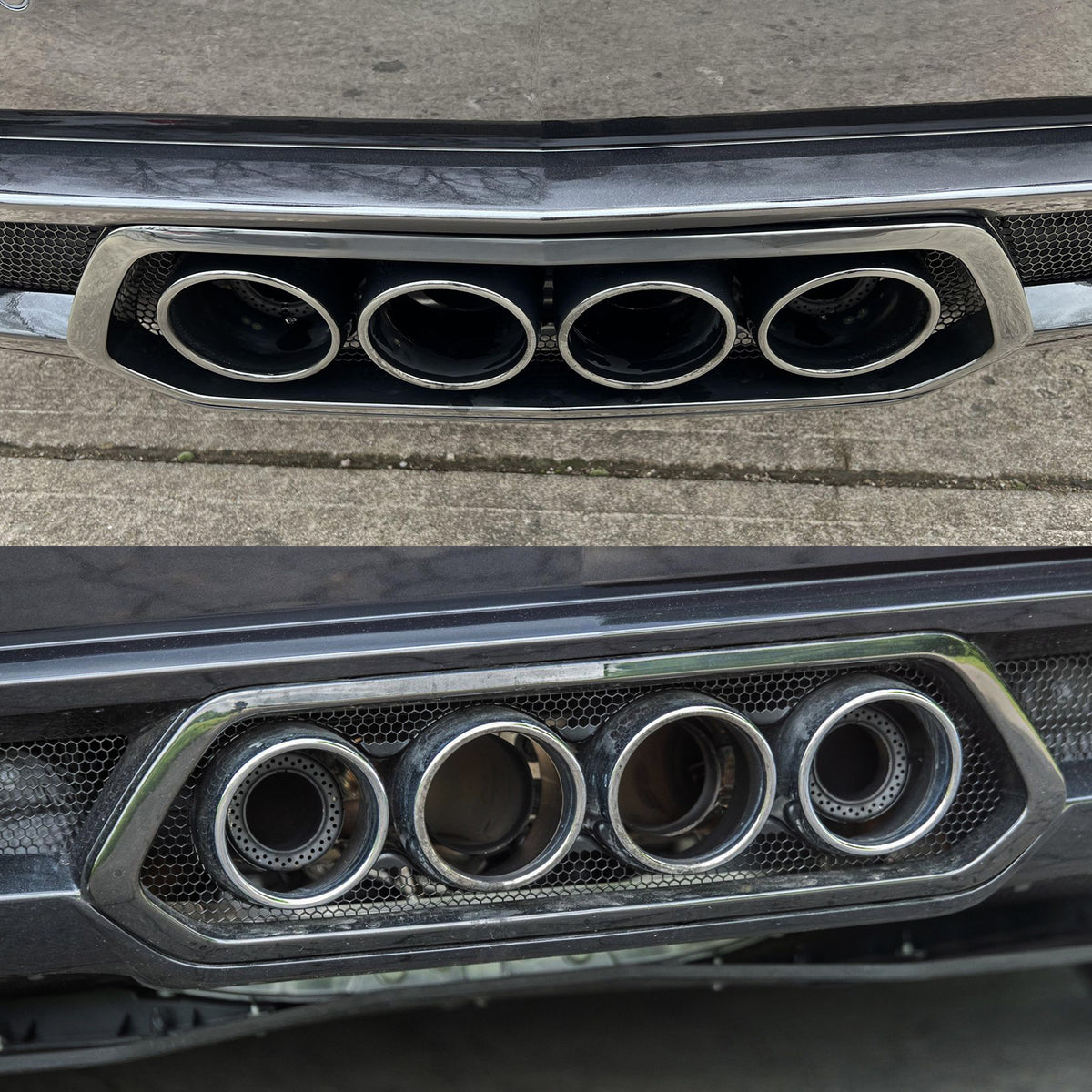 2023-2026 Chevy Corvette C8 OE Style Silver Exhaust Tips Grilles Iron
