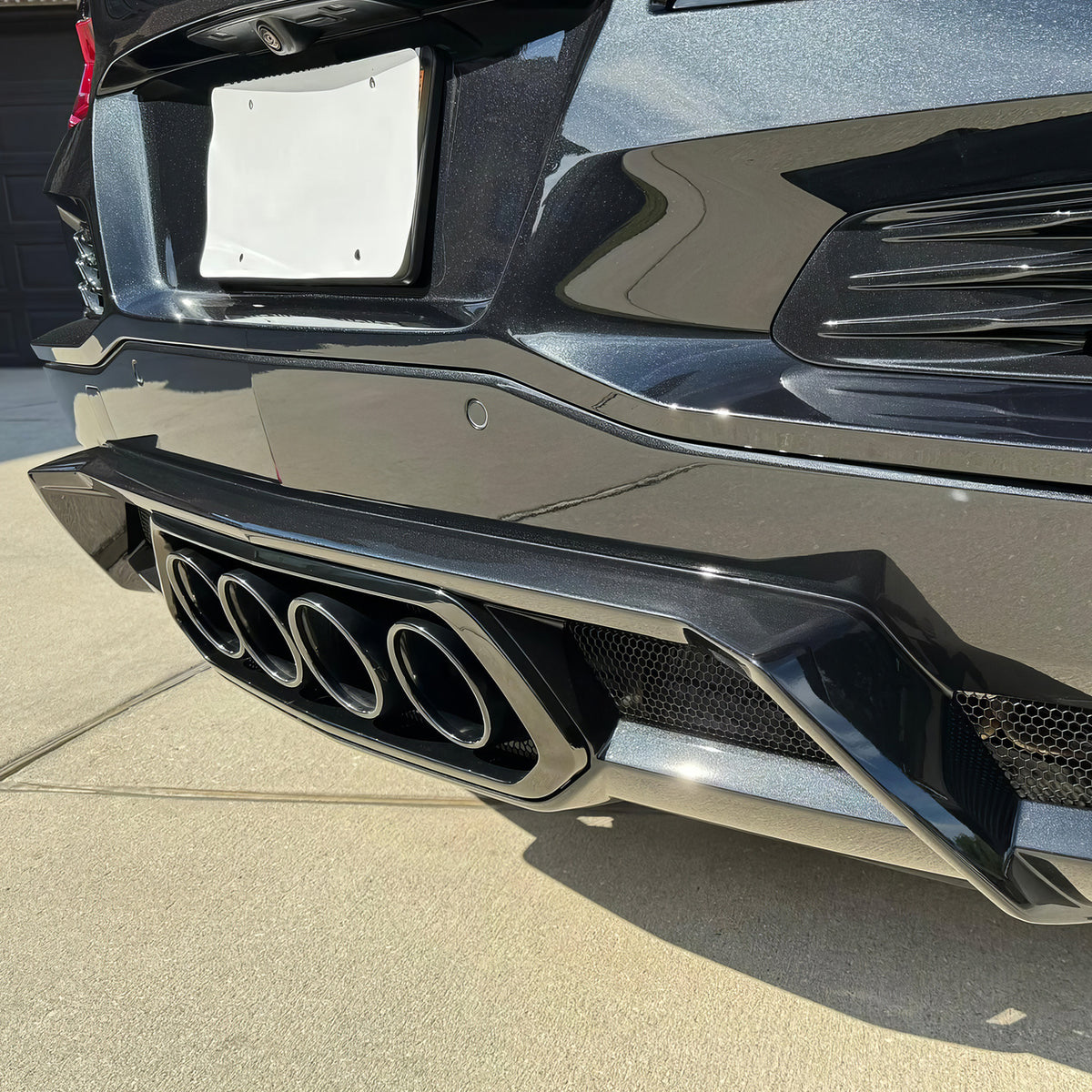 2023-2026 Chevy Corvette C8 OE Style Black Exhaust Tips Grilles Iron