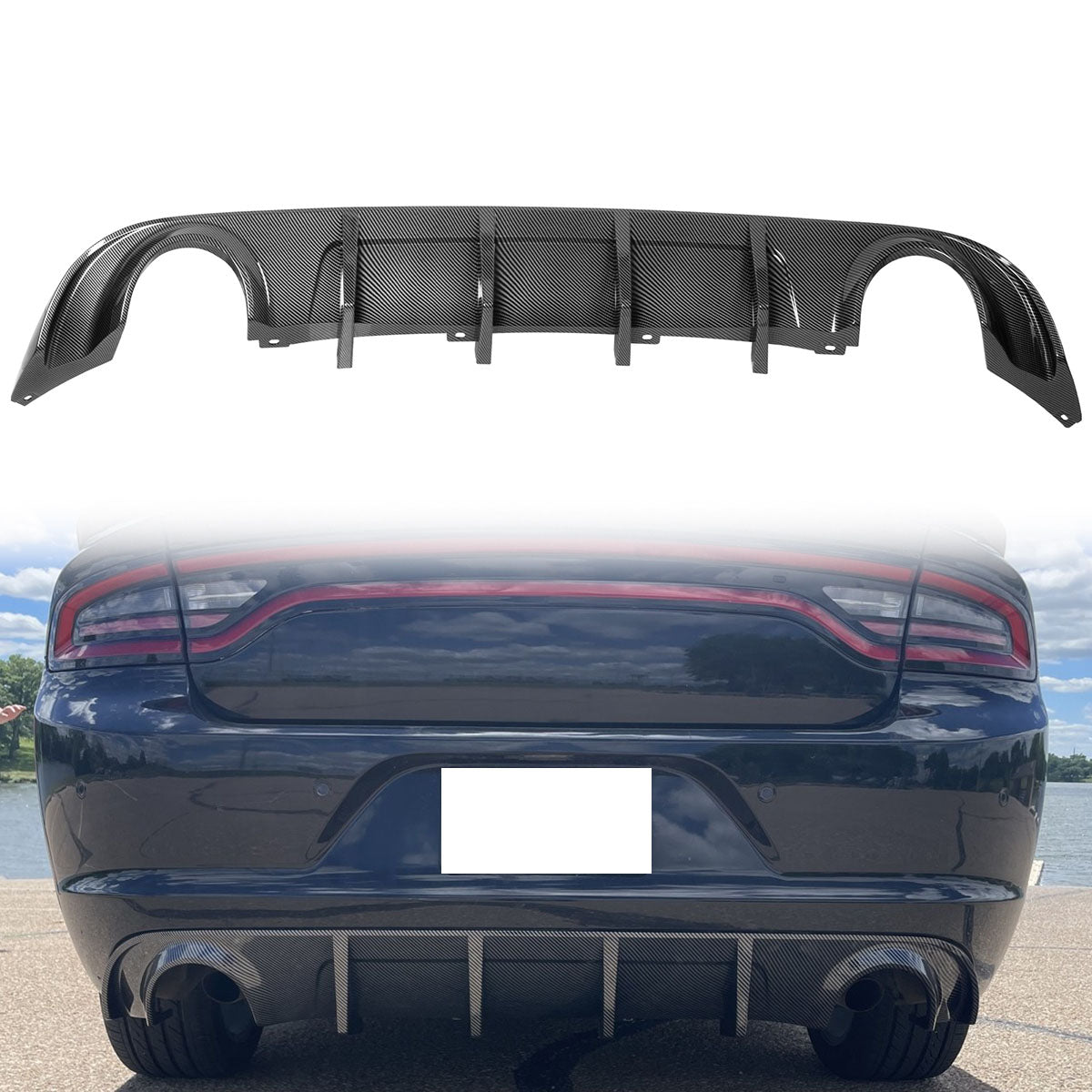 Rear Diffuser Splitter for 2015-2024 Dodge Charger Base SXT  PP