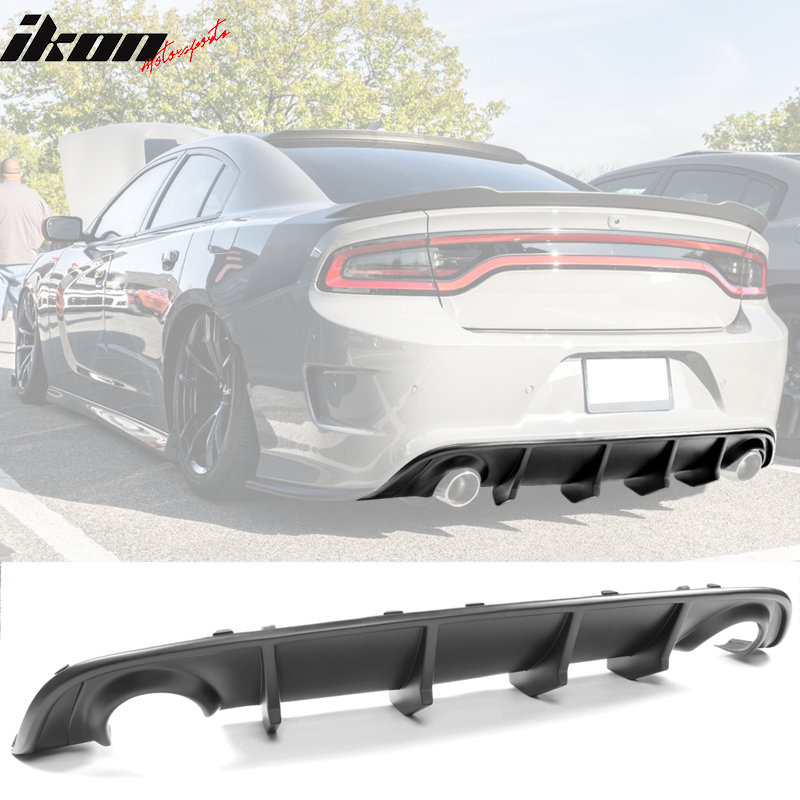 2015-2023 Dodge Charger Black Rear Bumper Conversion Diffuser Lip PP
