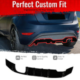 2014-2019 Ford Fiesta ST & ST Line Rear Bumper Lip Diffuser Lower Valance Exterior Auto Parts IKON Style Painted Gloss Black ABS Plastic