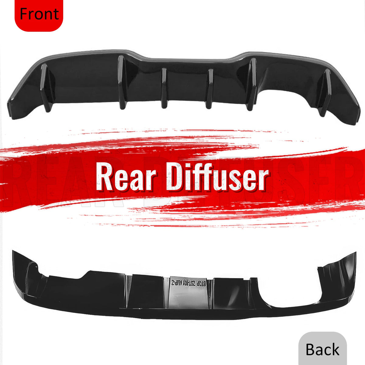 2014-2019 Ford Fiesta ST & ST Line Rear Bumper Lip Diffuser Lower Valance Exterior Auto Parts IKON Style Painted Gloss Black ABS Plastic