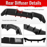 2014-2019 Ford Fiesta ST & ST Line Rear Bumper Lip Diffuser Lower Valance Exterior Auto Parts IKON Style Painted Gloss Black ABS Plastic