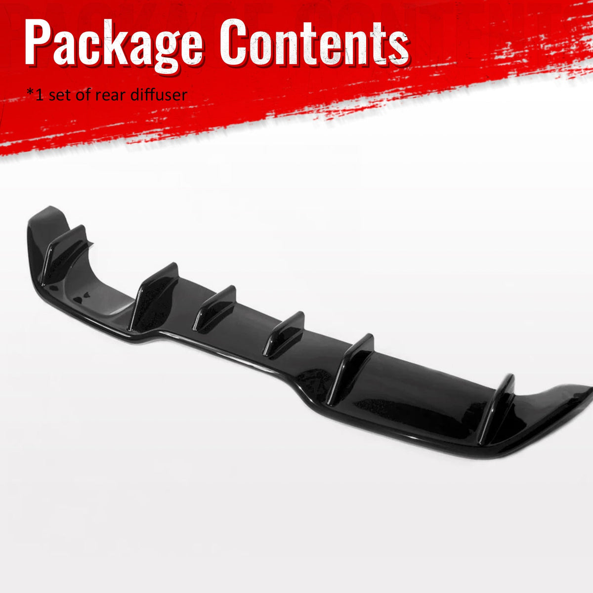 2014-2019 Ford Fiesta ST & ST Line Rear Bumper Lip Diffuser Lower Valance Exterior Auto Parts IKON Style Painted Gloss Black ABS Plastic